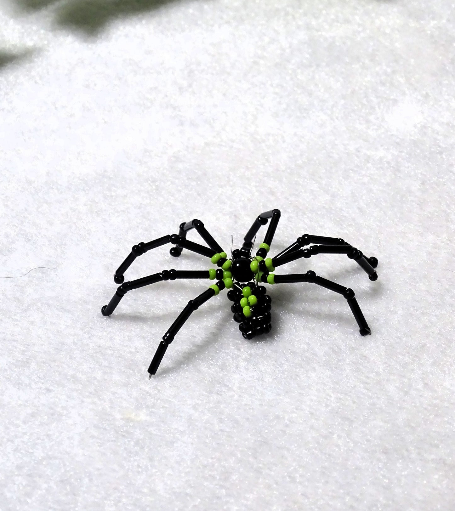 Lime Green and Black Beaded Spider