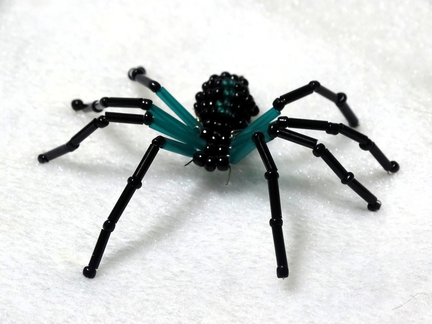 Matte Turquoise Glass Beaded Spider