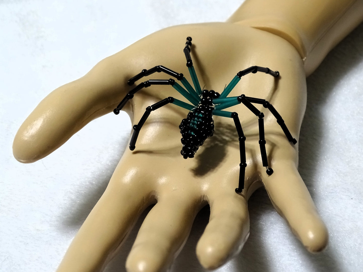 Matte Turquoise Glass Beaded Spider