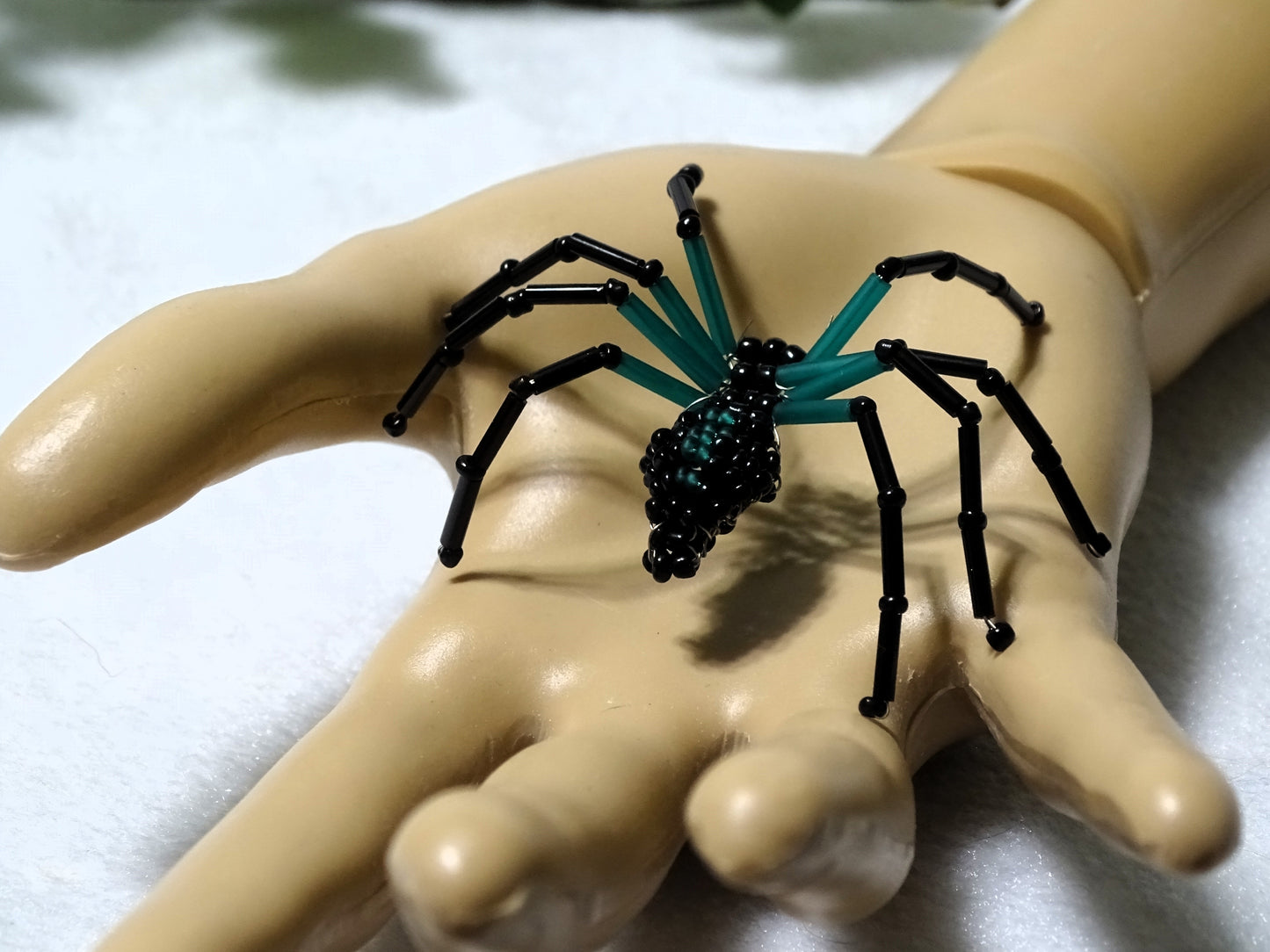 Matte Turquoise Glass Beaded Spider