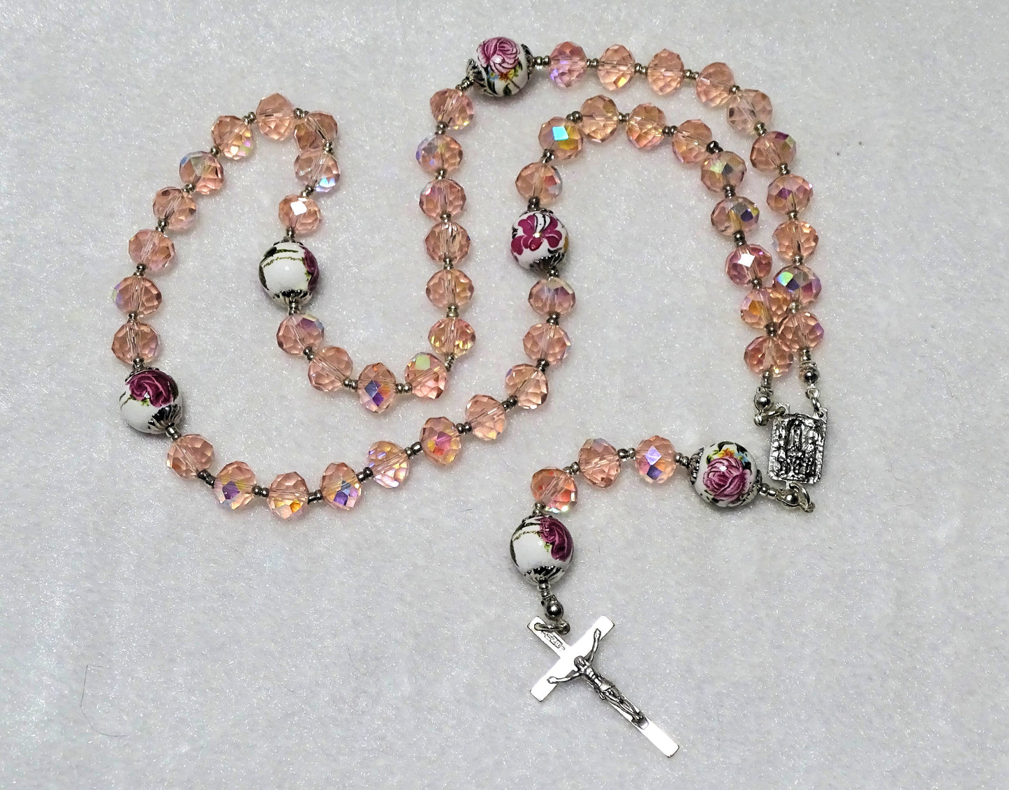 Pink Crystal Cut Glass Rosary