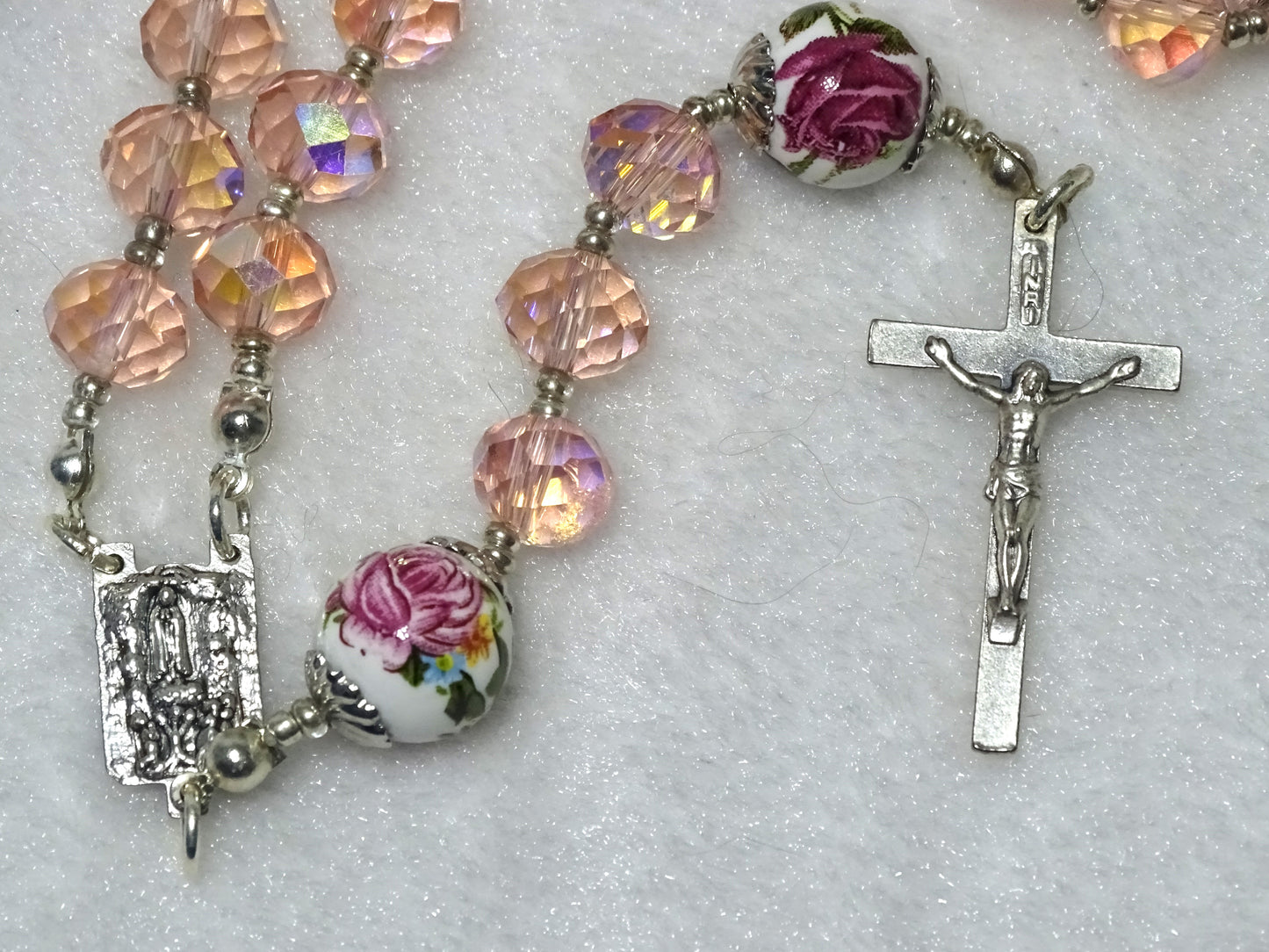 Pink Crystal Cut Glass Rosary