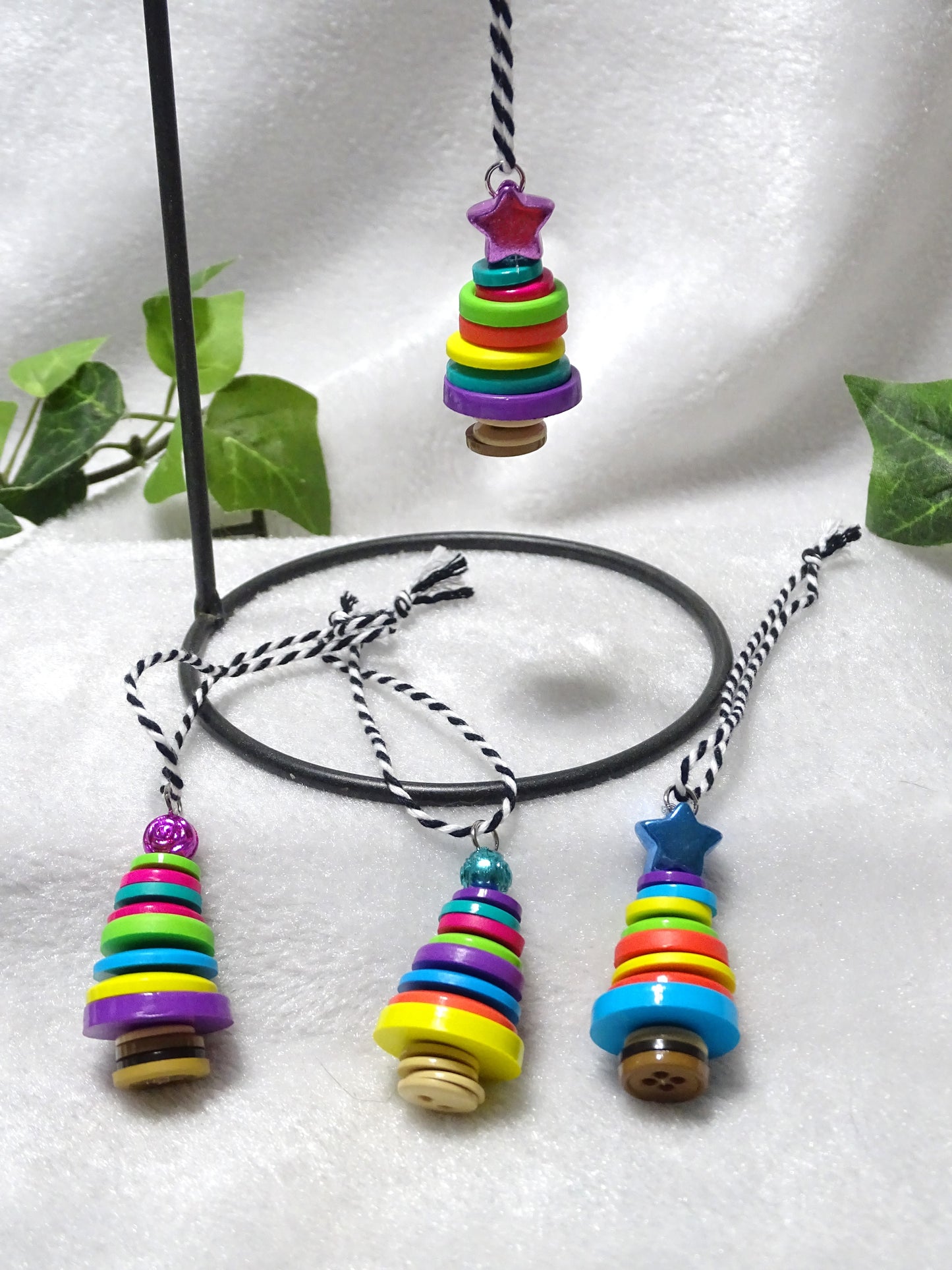 Multi-color Button Tree Ornaments