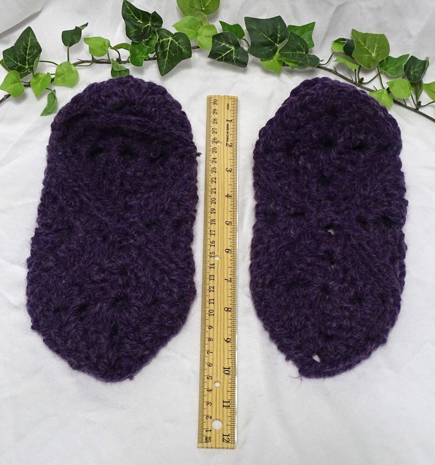Purple Crocheted Slippers