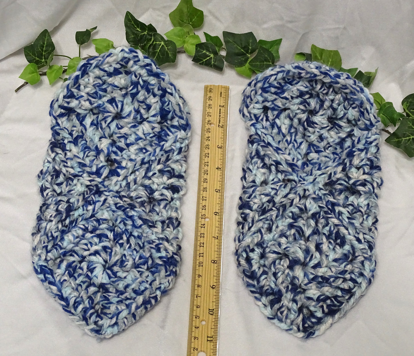 Shades of Blue Crochet Slippers
