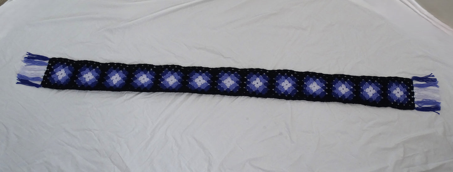 Purple Granny Square Crocheted Scarf