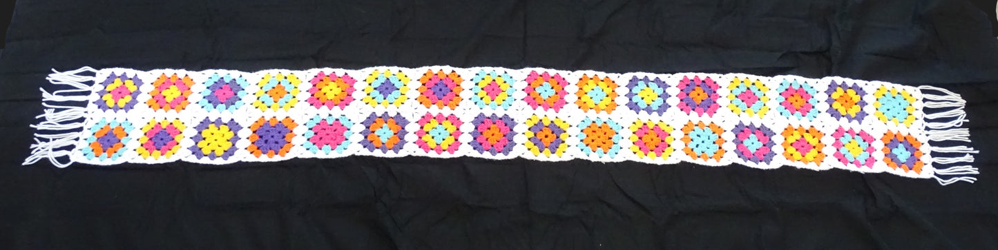 White and Multicolor Scarf