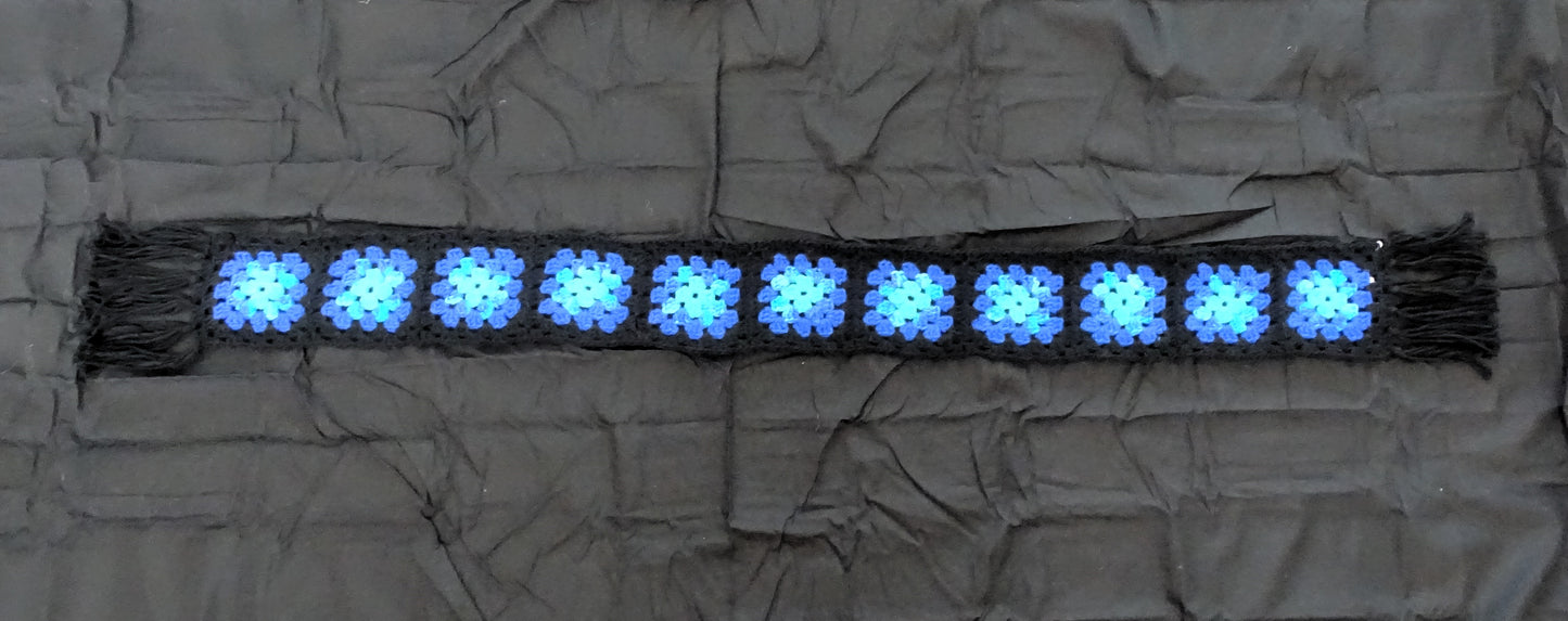 Peacock Ombre Crochet Granny Square Scarf