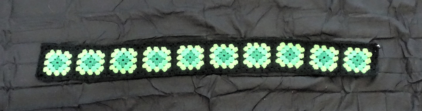 Shades of Green Crochet Granny Square Scarf