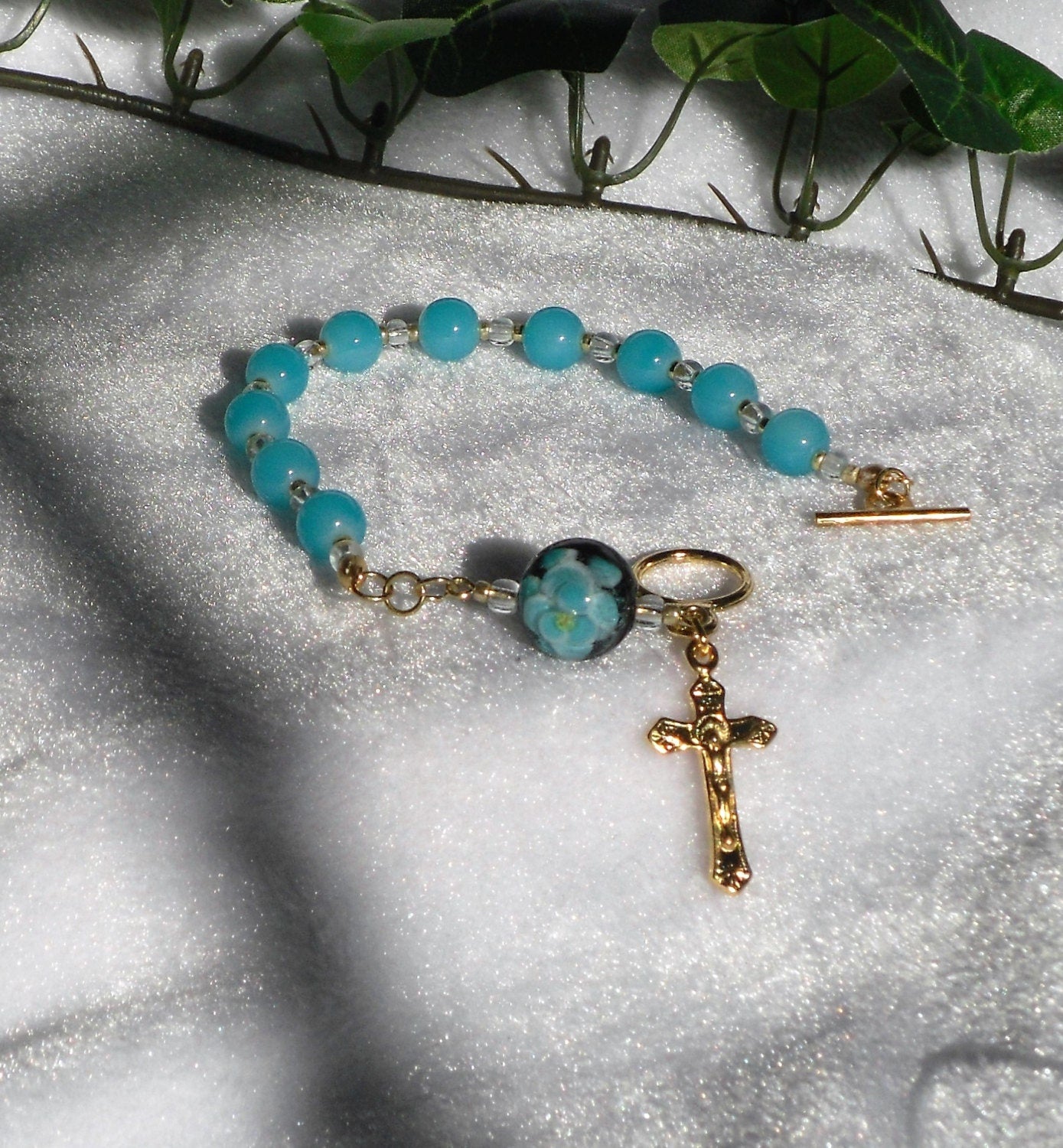 Flower Pater Rosary Bracelet