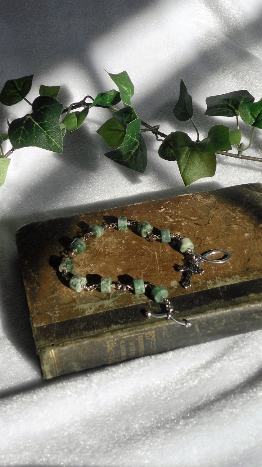 Moss Agate Rosary Bracelet