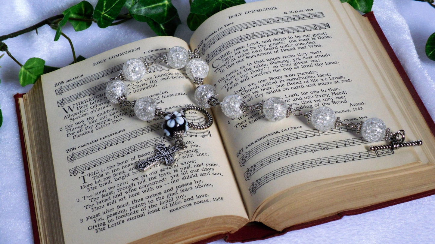 Crackle Glass Rosary Bracelet