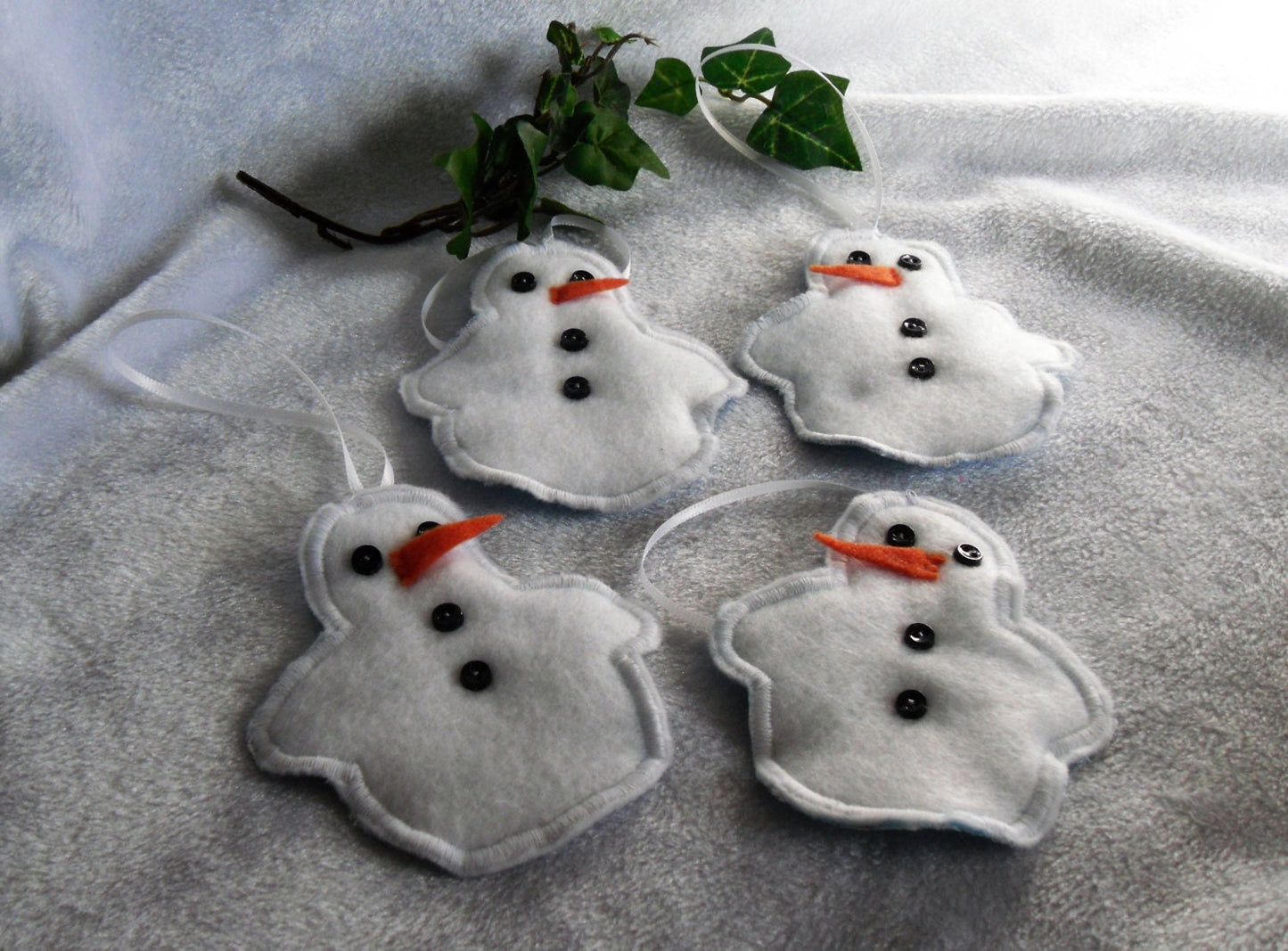 Flannel-backed Snowman Ornaments