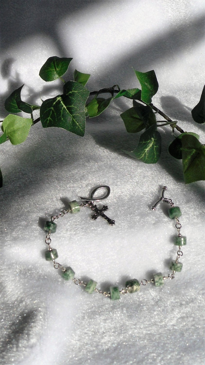 Moss Agate Rosary Bracelet