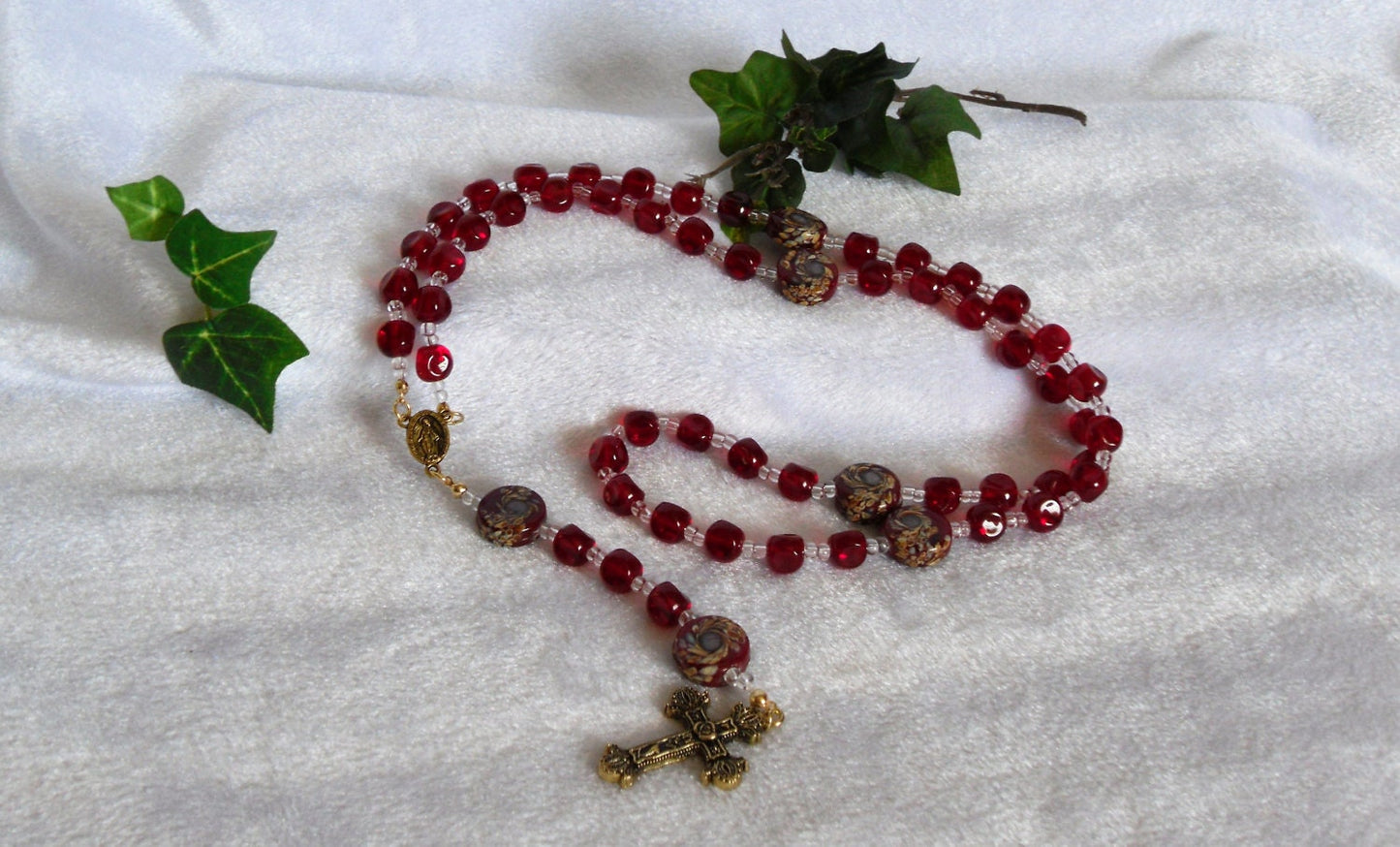 Red Artisan Glass Rosary