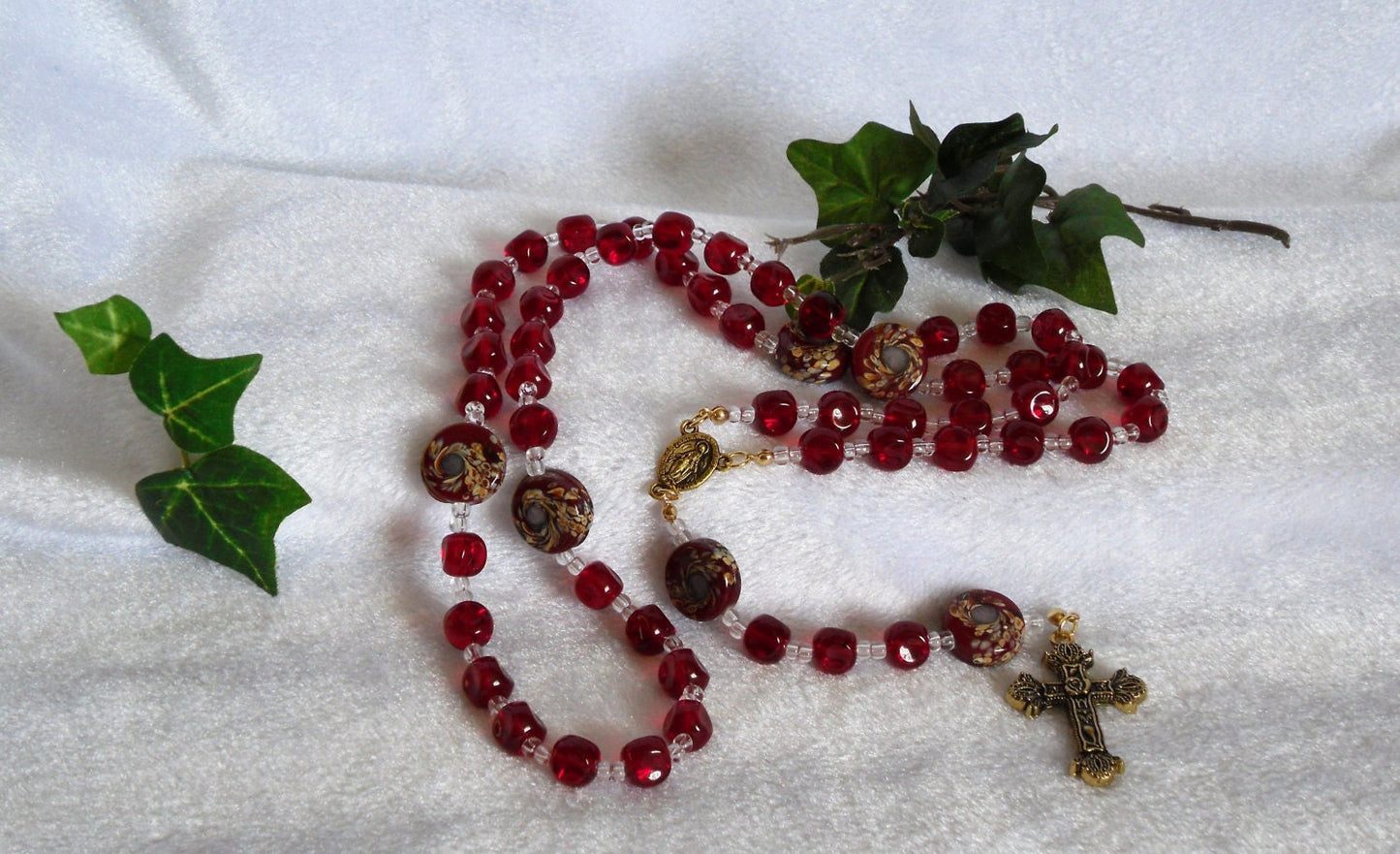 Red Artisan Glass Rosary