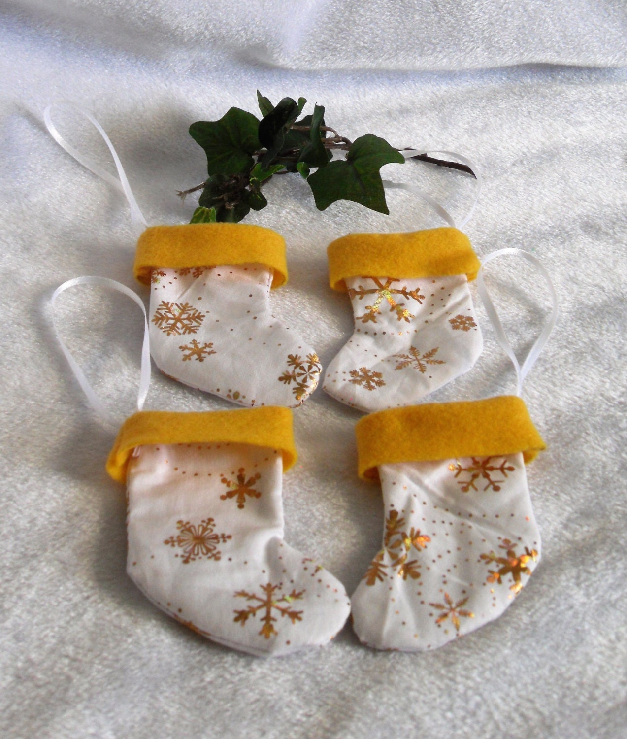 Gold Snowflake Stocking Ornaments