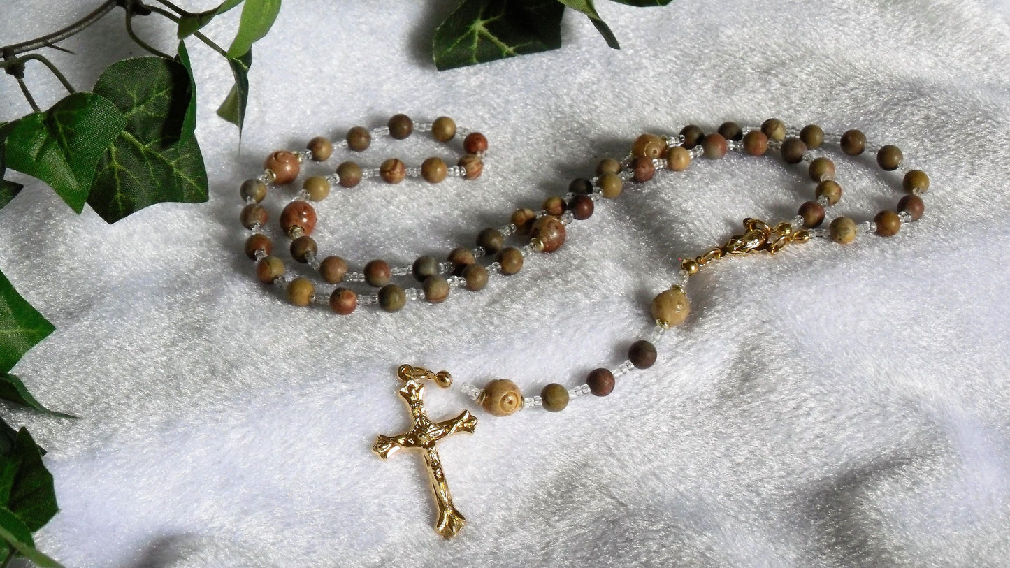 Soapstone and Chinese Rainbow Jasper Rosary