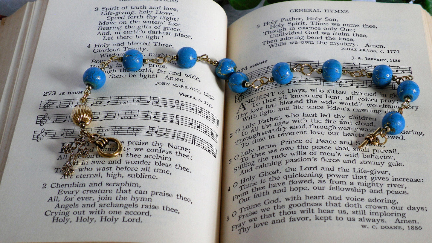 Gold and Turquoise Rosary Bracelet