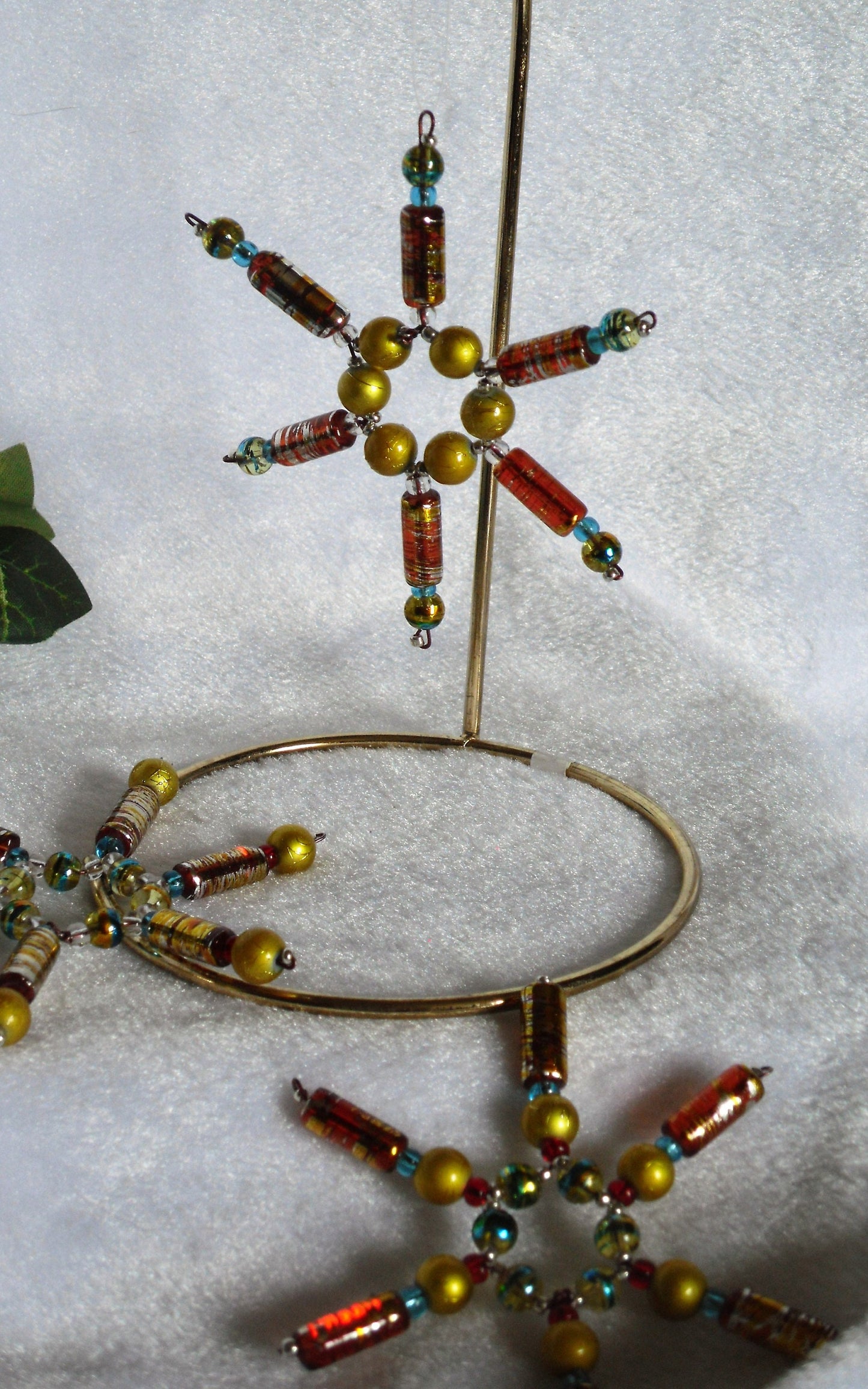 Set of 3 Yellow Textured and Confetti Glass Snowflakes