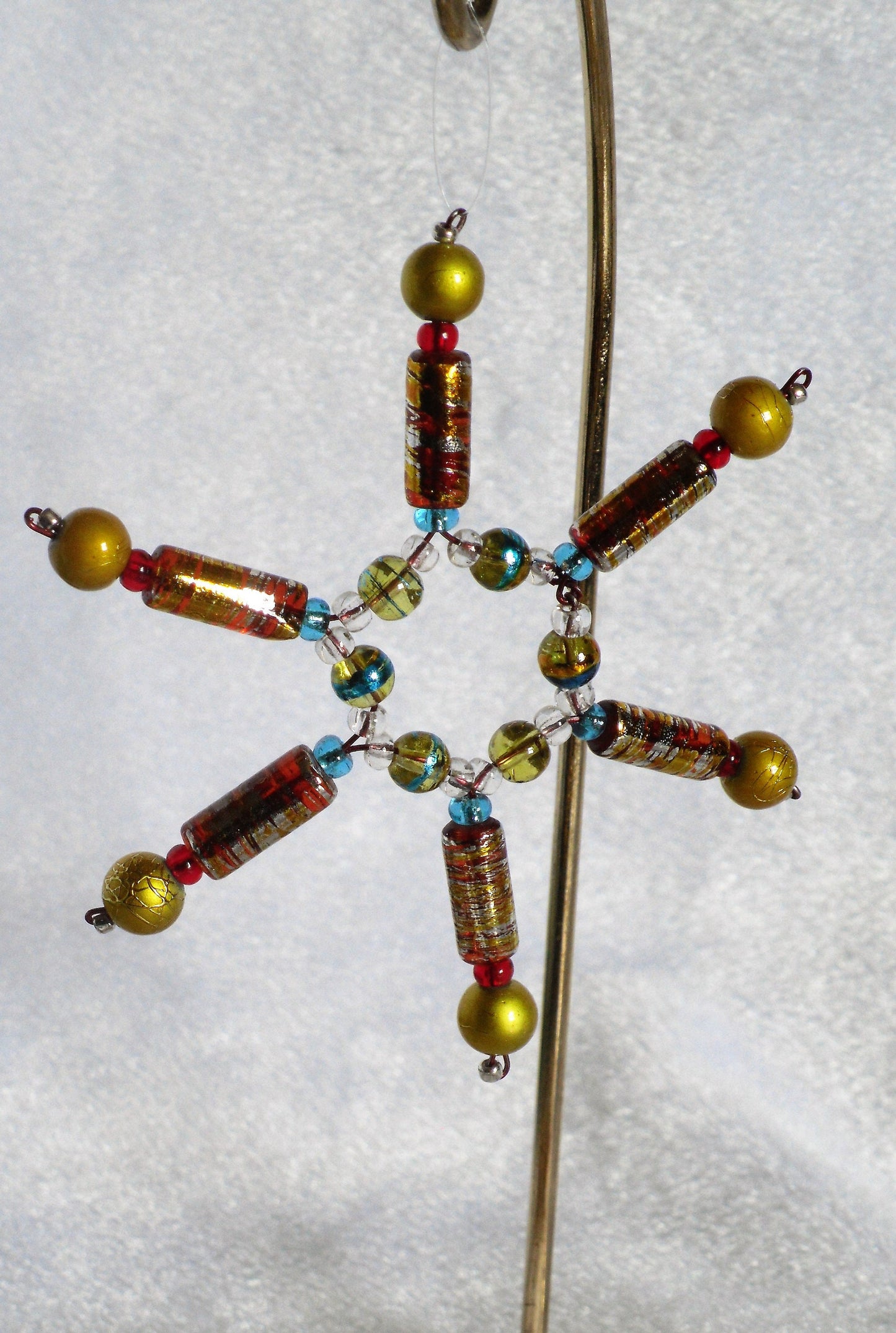 Set of 3 Yellow Textured and Confetti Glass Snowflakes