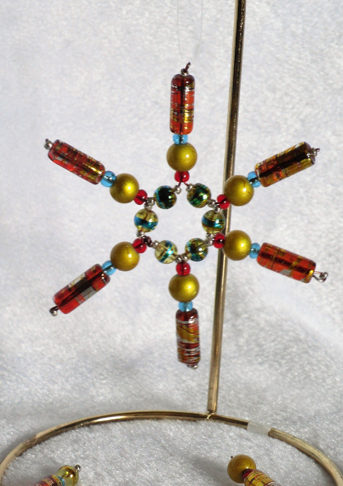 Set of 3 Yellow Textured and Confetti Glass Snowflakes