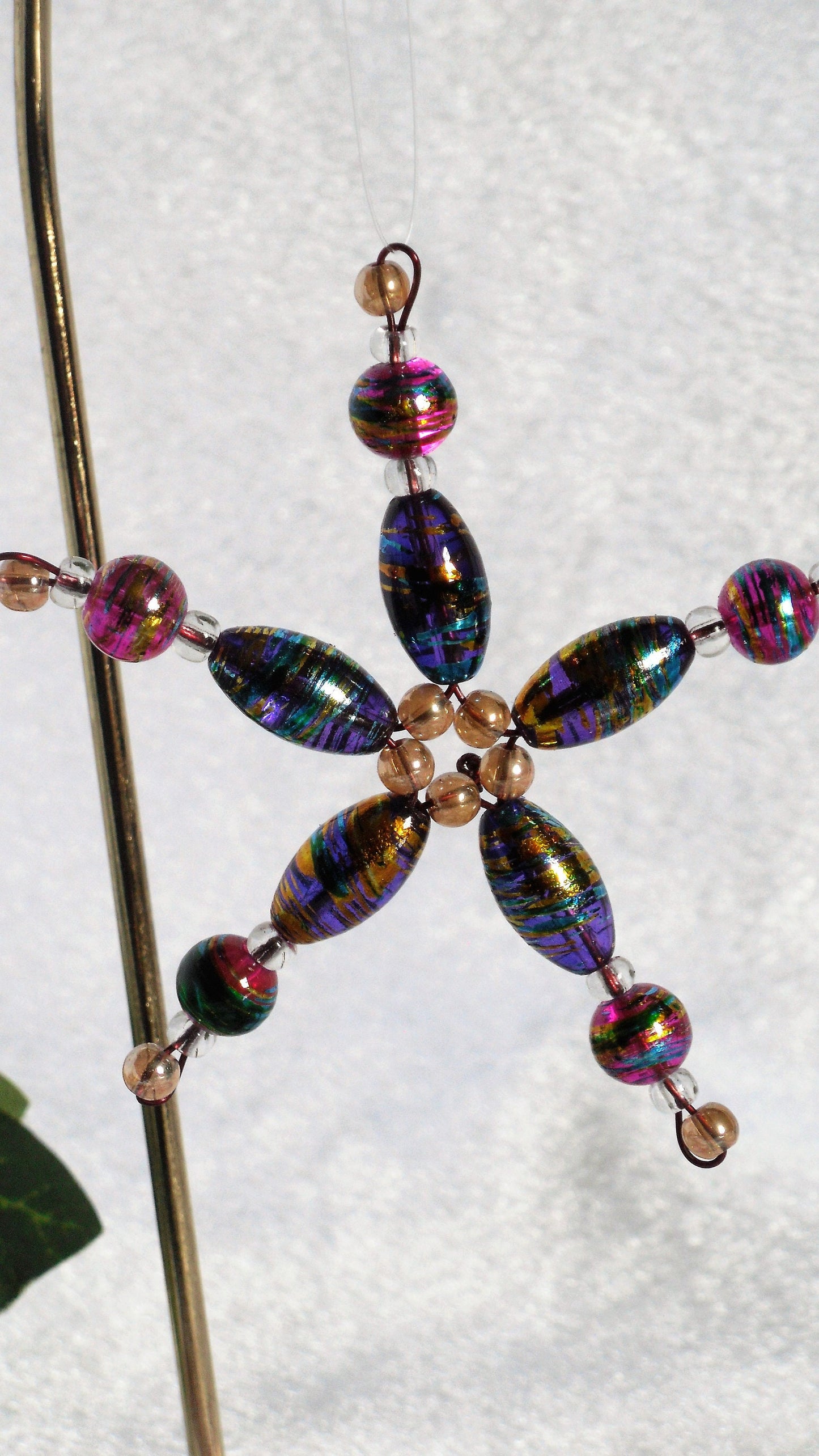 Set of 4 Pink and Orange Confetti Glass Stars