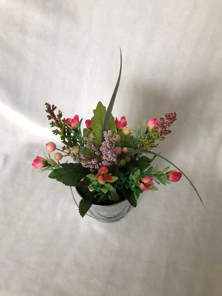 Pink Flowers in a Pail