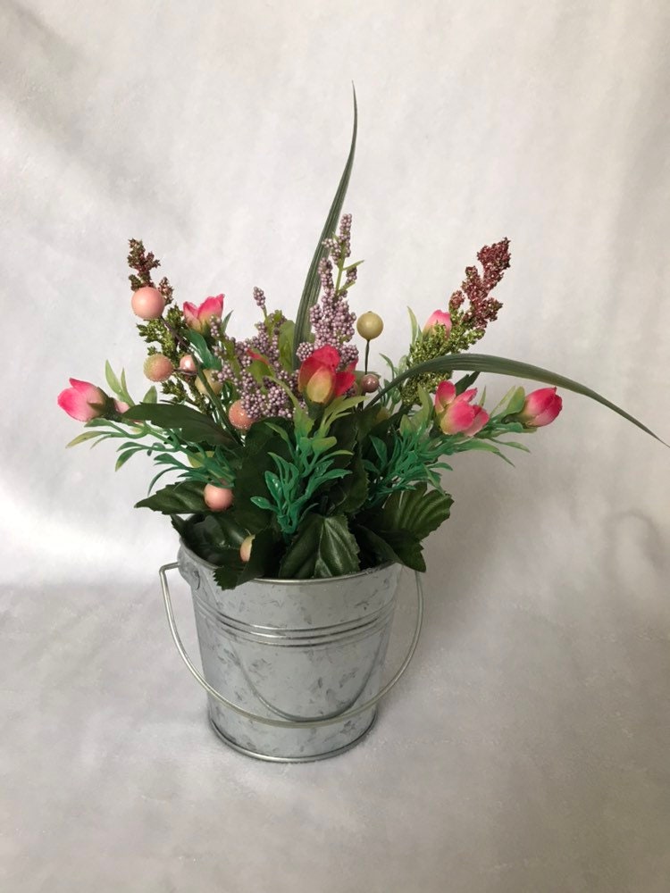 Pink Flowers in a Pail