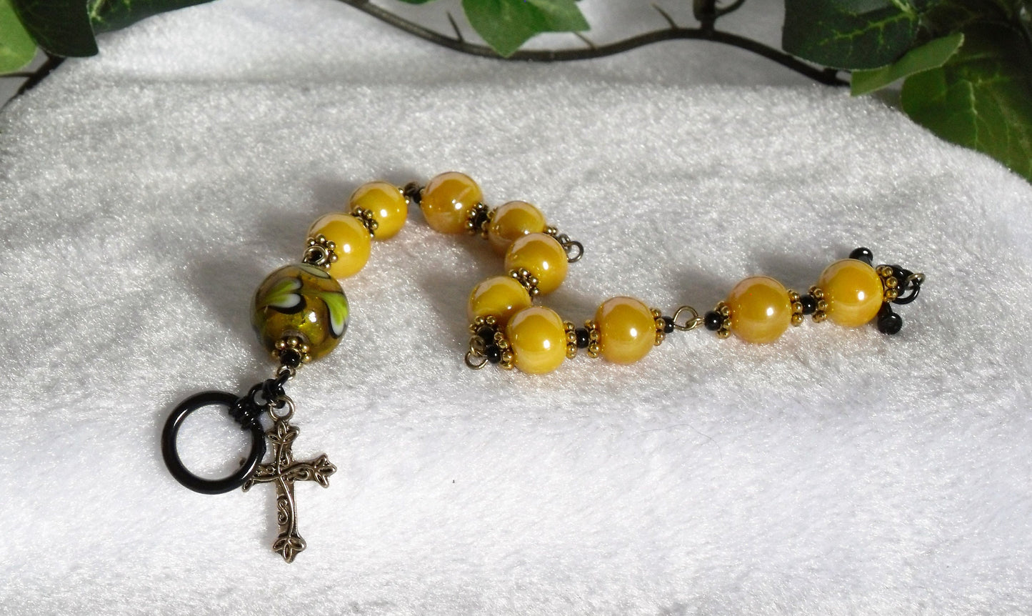 Black and Yellow Rosary Bracelet