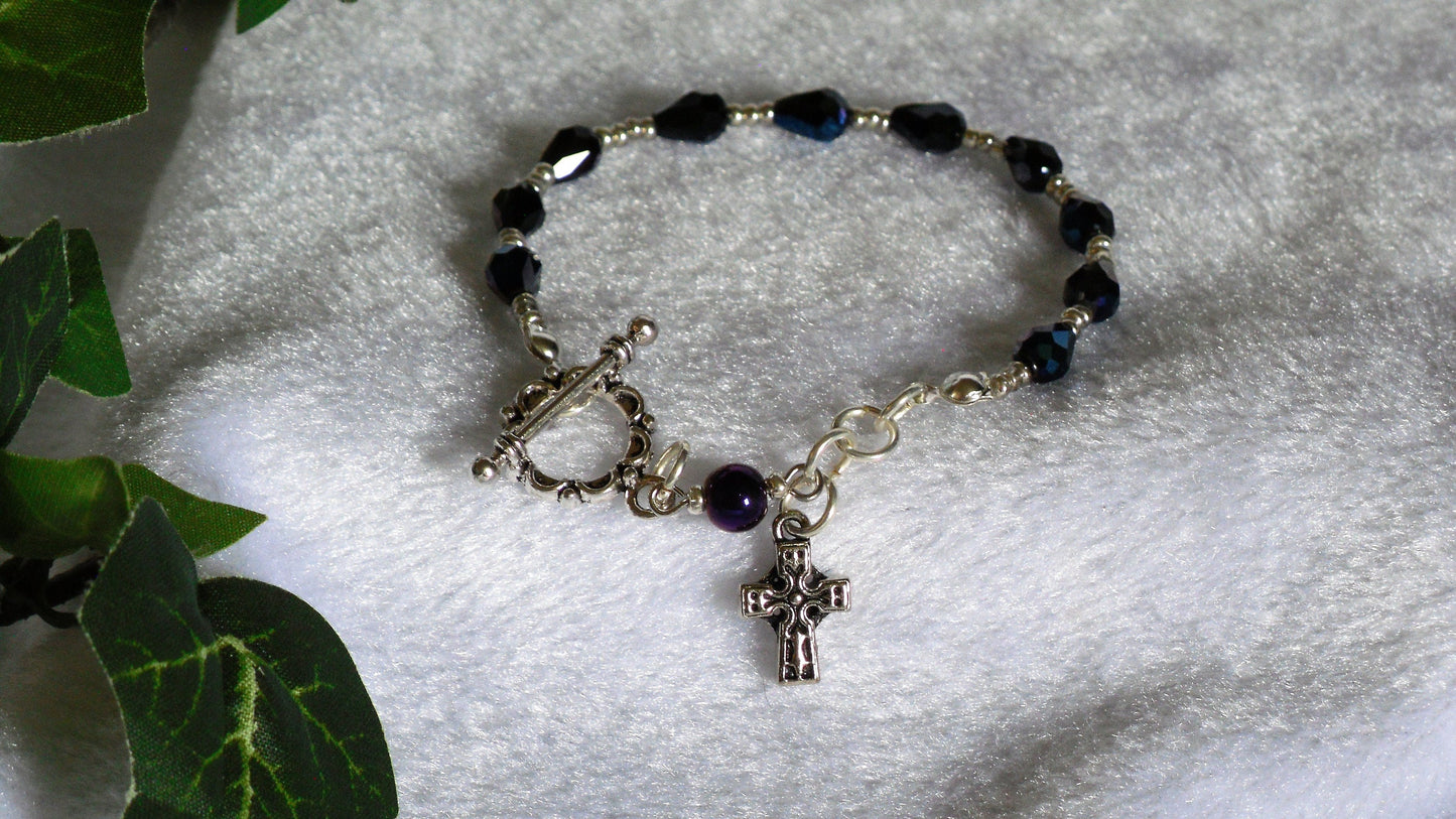 Midnight Teardrop Rosary Bracelet