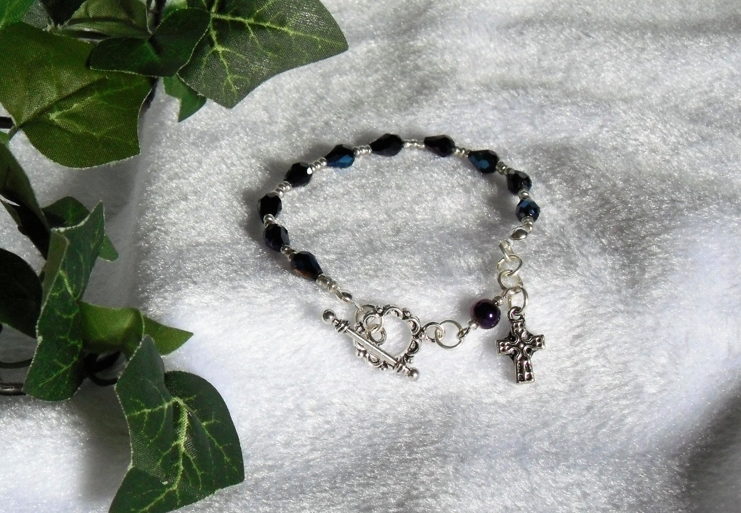 Midnight Teardrop Rosary Bracelet