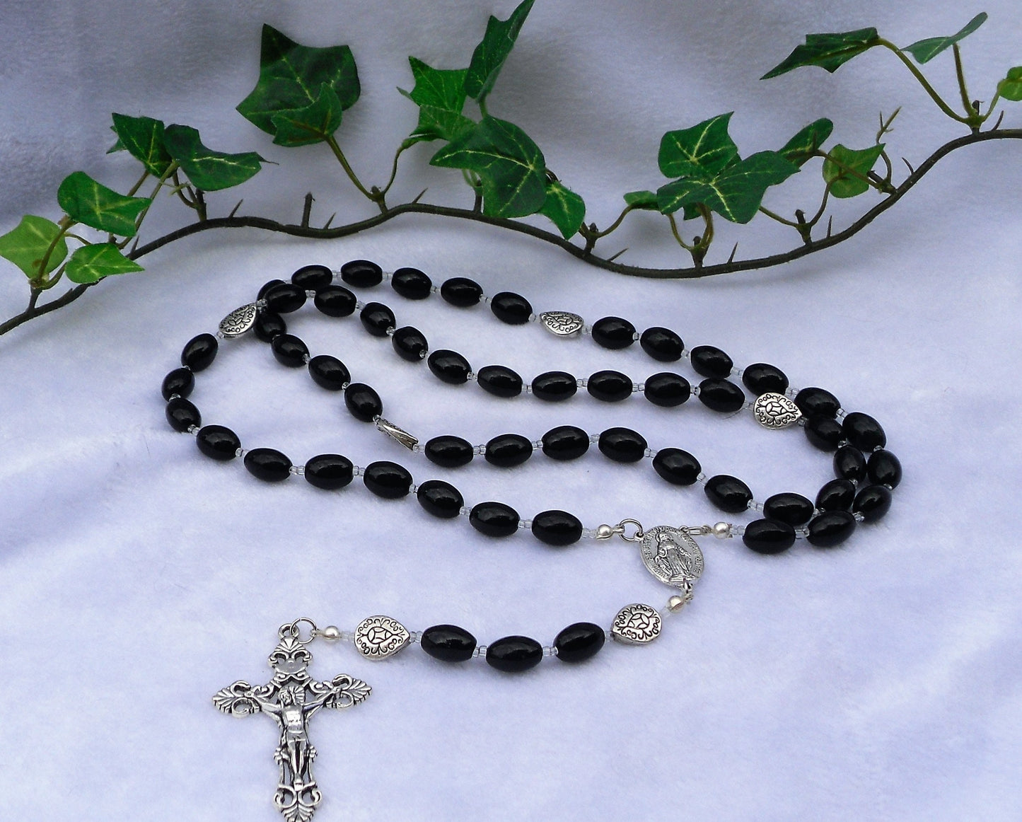 Vintage Black Glass Rosary