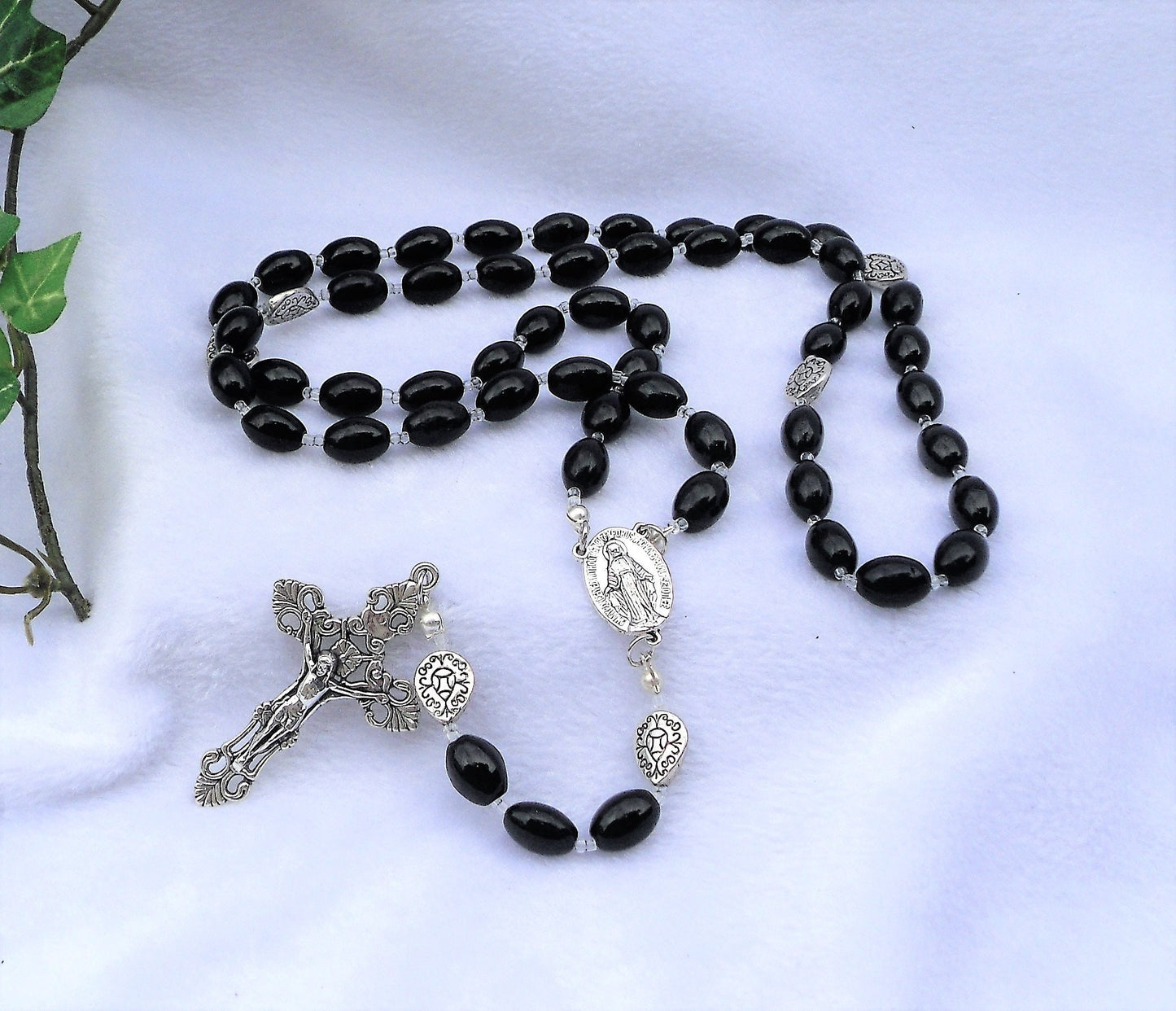 Vintage Black Glass Rosary