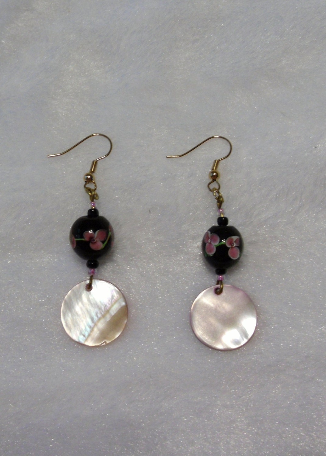Black Lampwork Glass Earrings