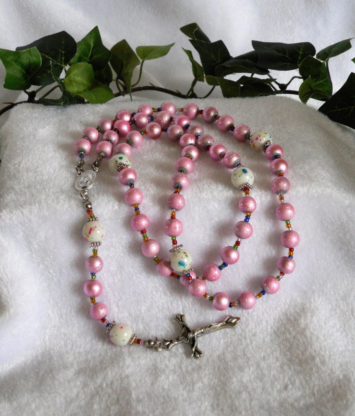 Pink and Confetti Glass Rosary