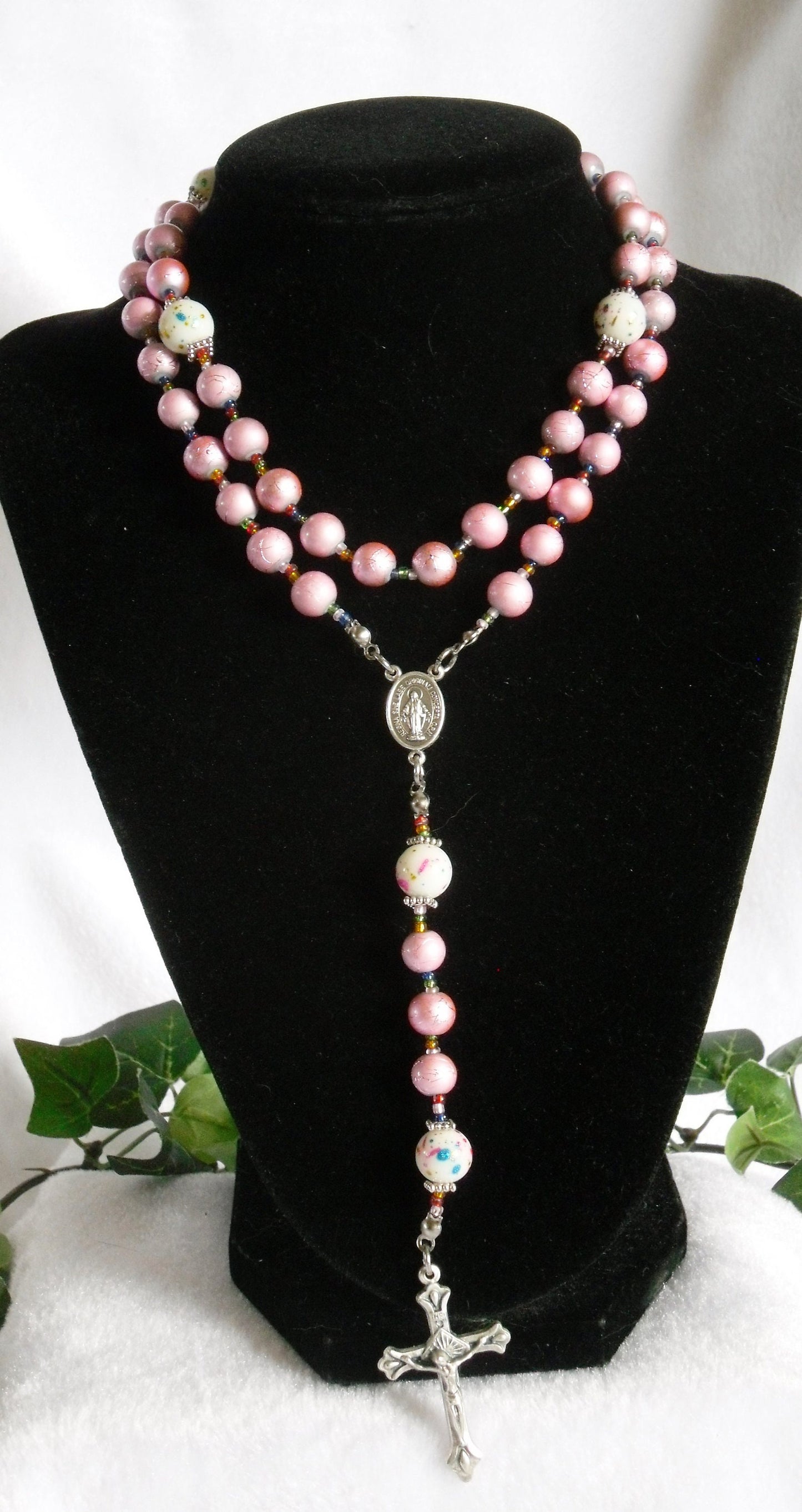 Pink and Confetti Glass Rosary
