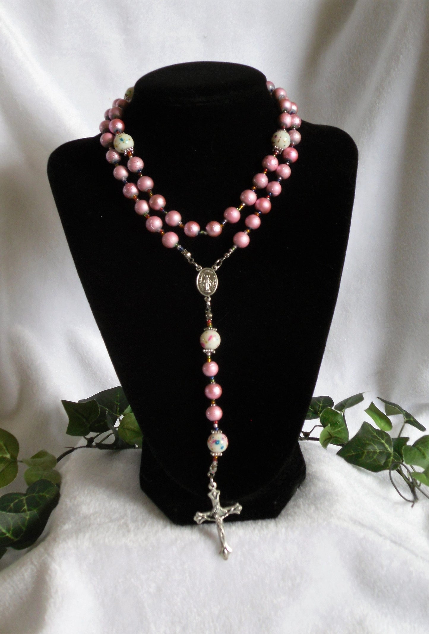 Pink and Confetti Glass Rosary