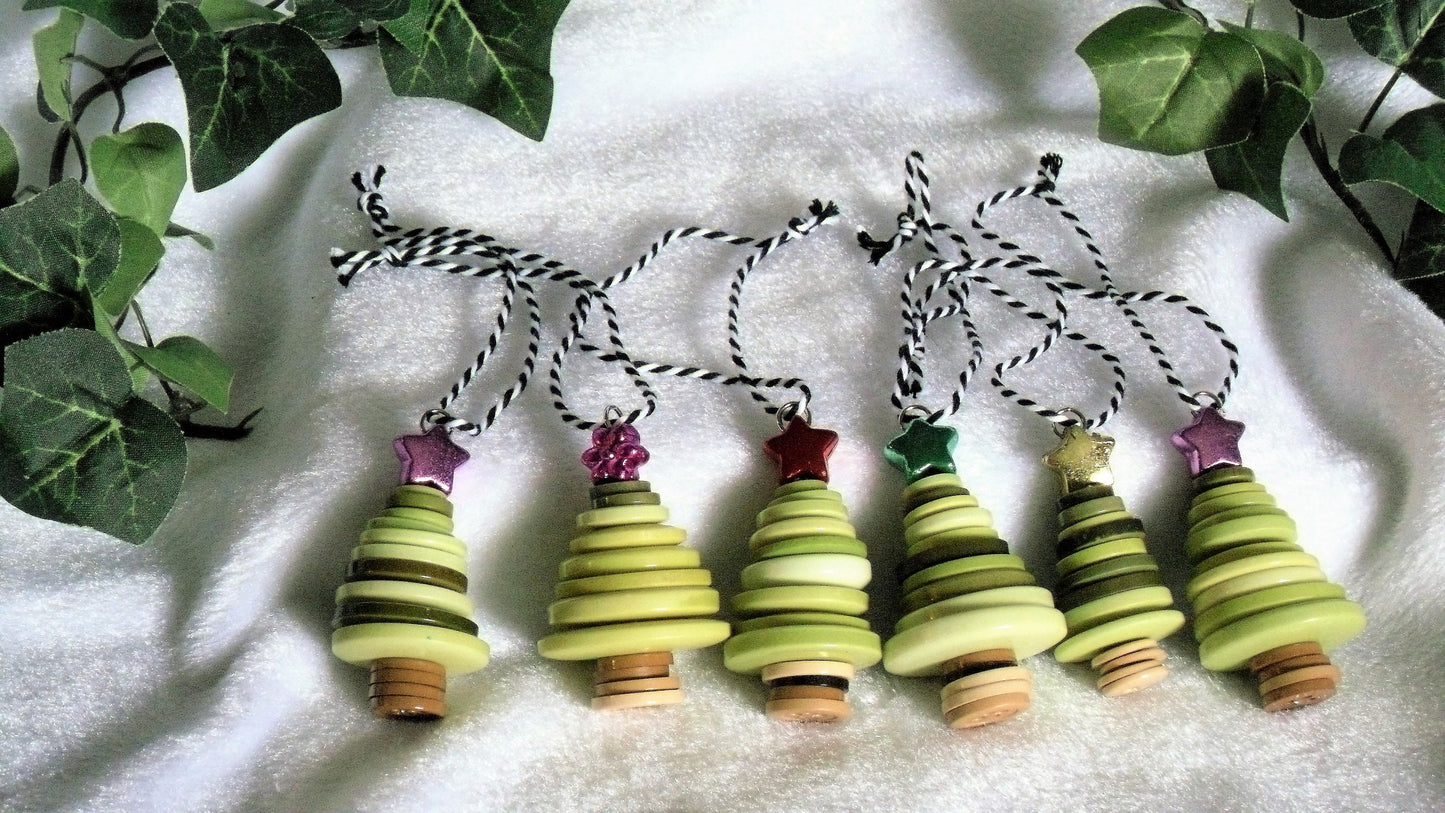 Mixed Green Button Tree Ornament