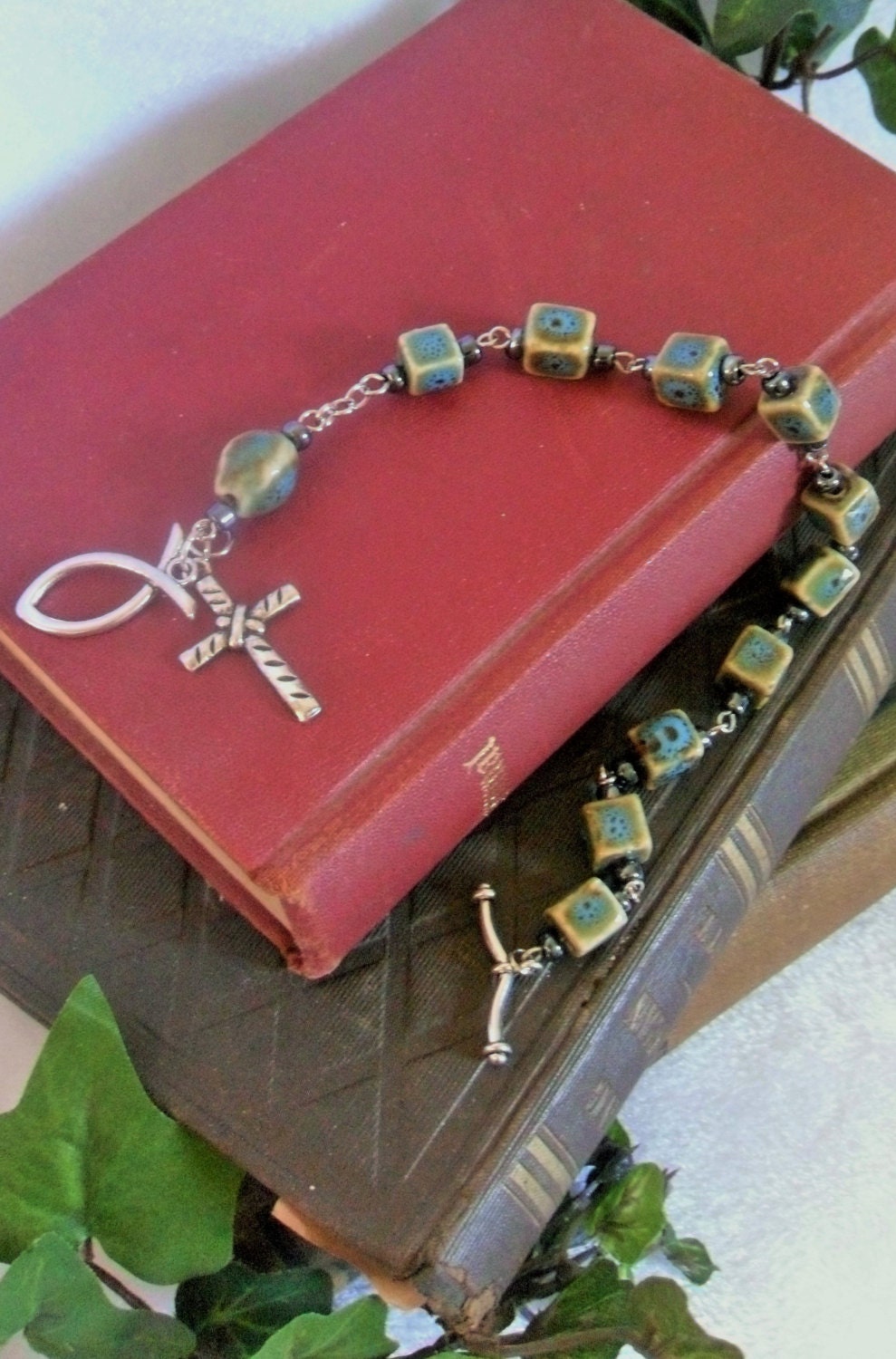 Ceramic Cube Rosary Bracelet