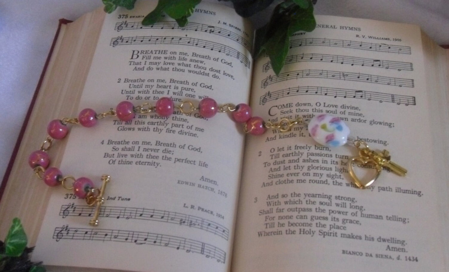 Pink and Gold Rosary Bracelet