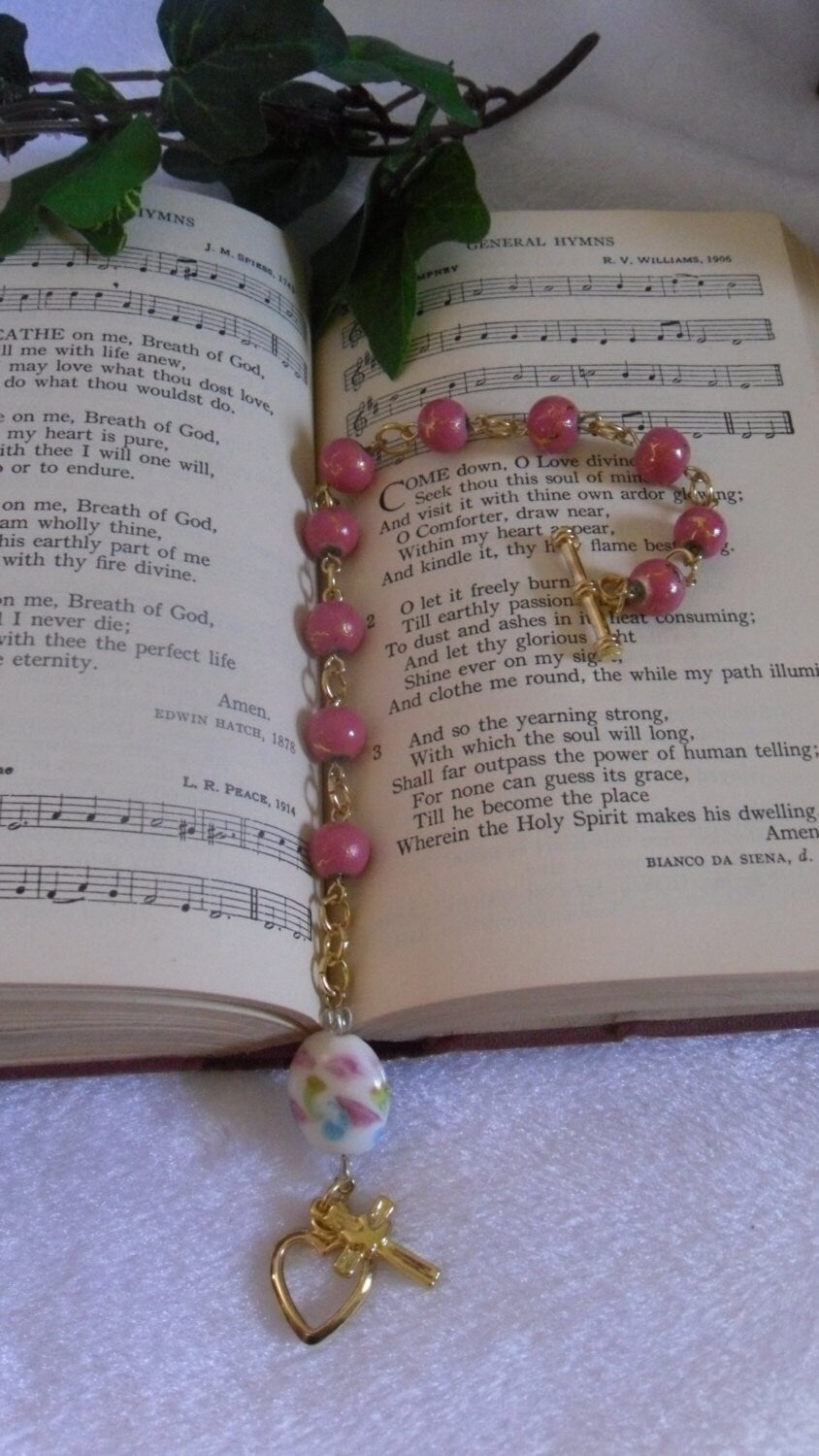 Pink and Gold Rosary Bracelet