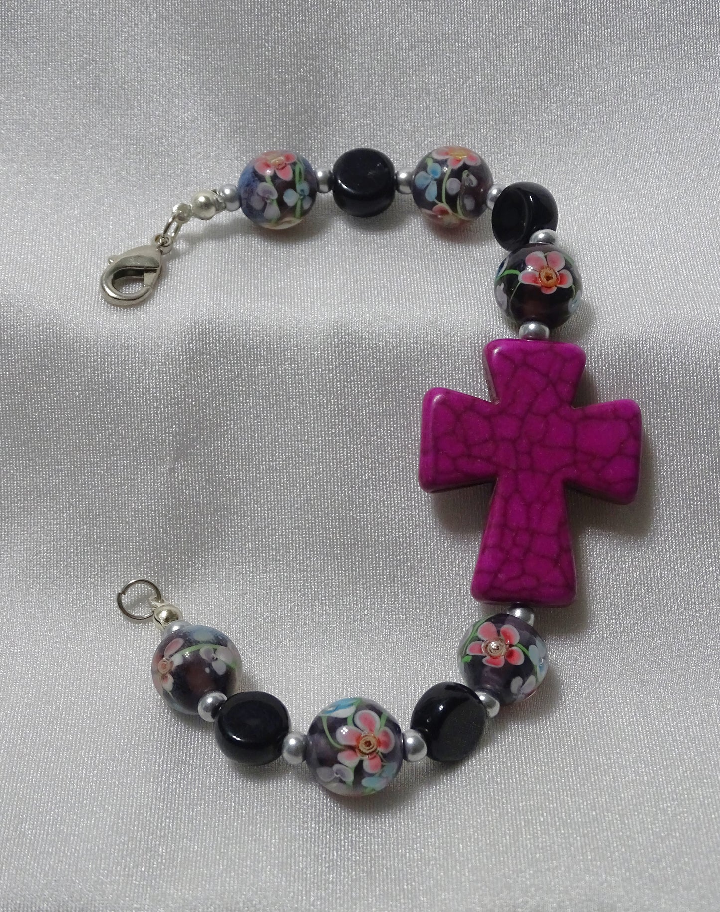 Fuchsia Cross Bracelet