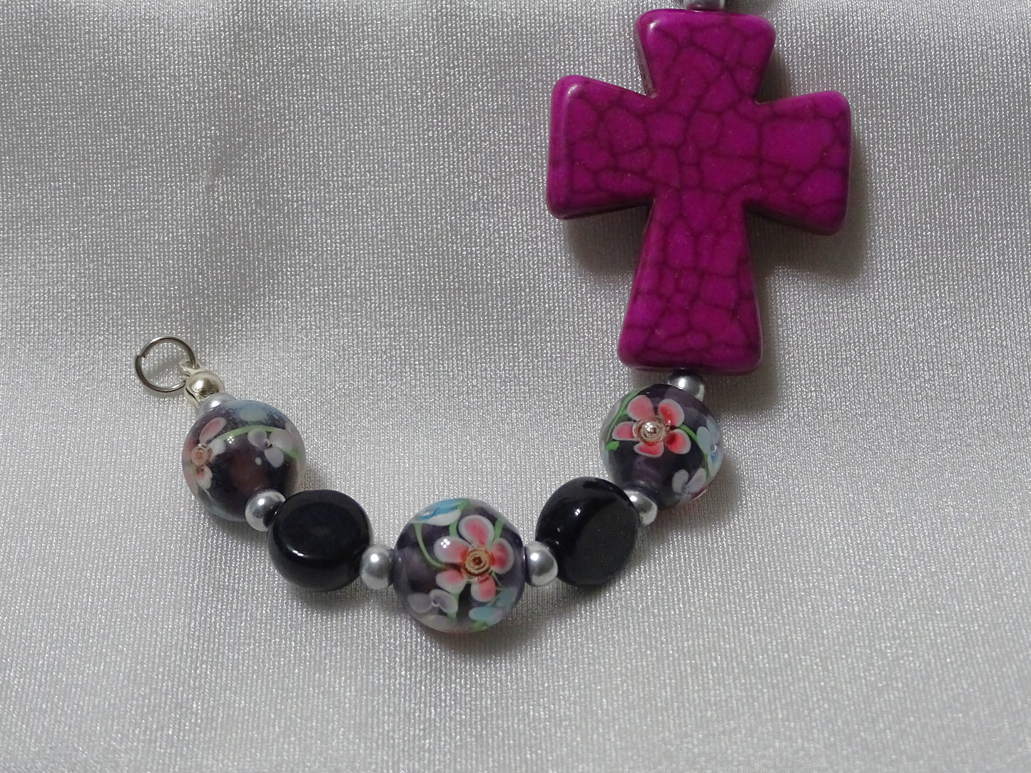 Fuchsia Cross Bracelet
