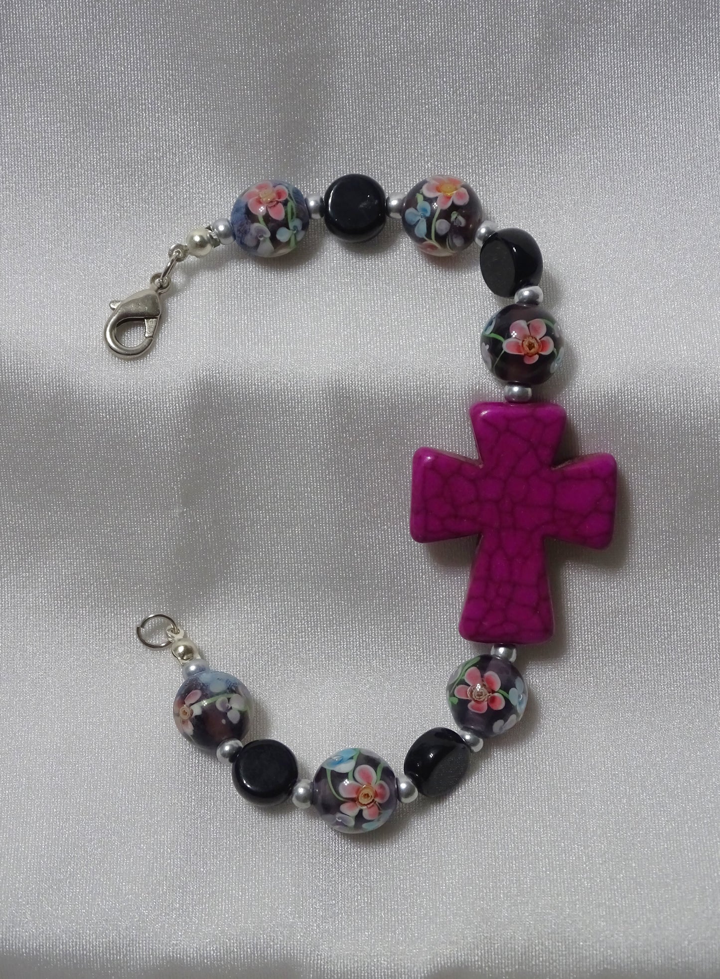 Fuchsia Cross Bracelet