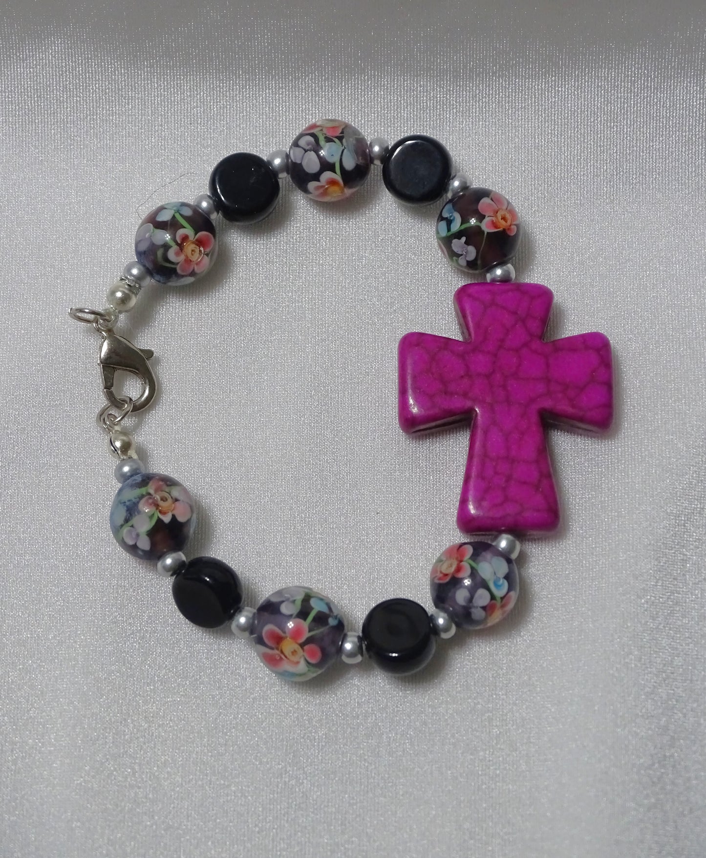 Fuchsia Cross Bracelet