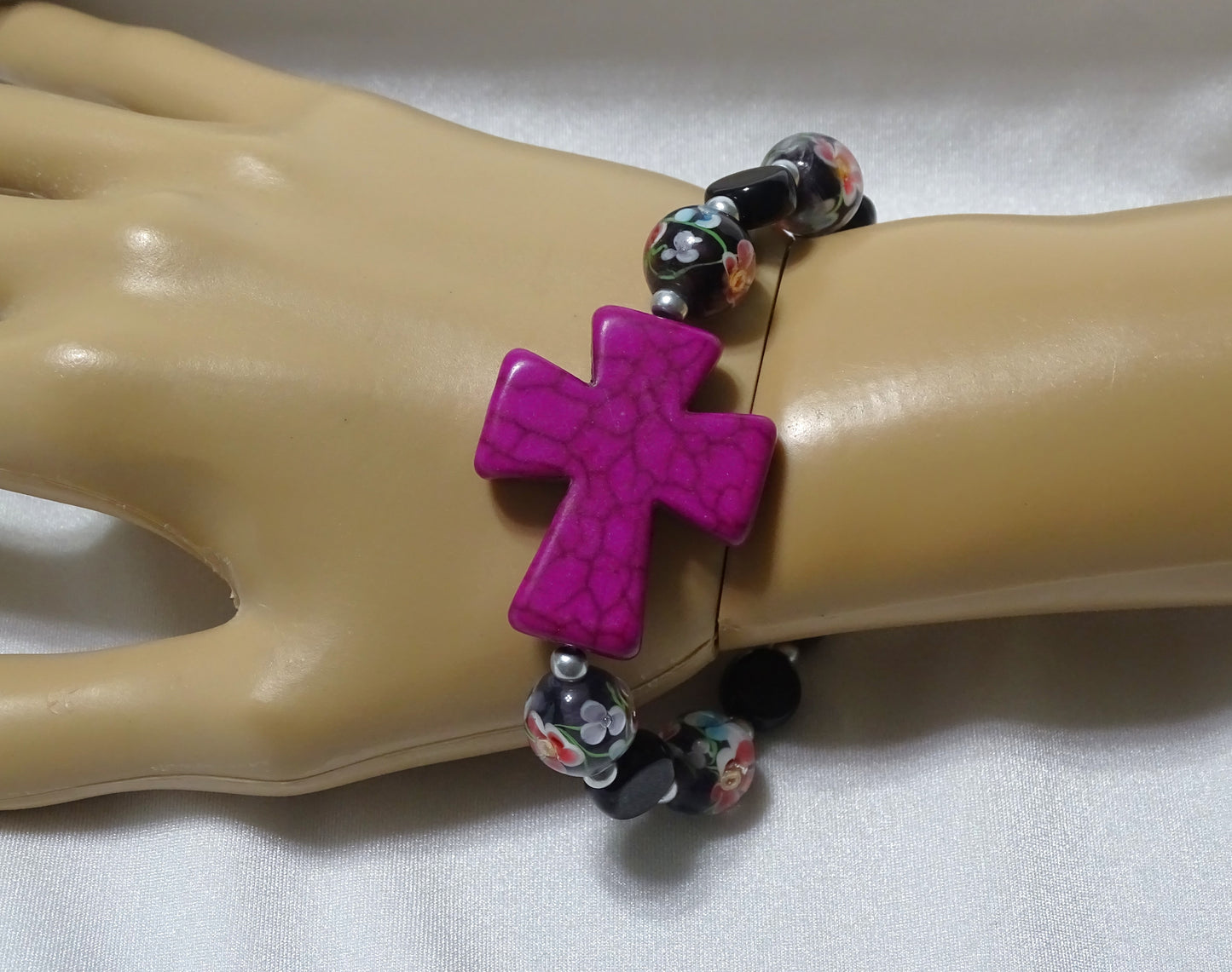 Fuchsia Cross Bracelet