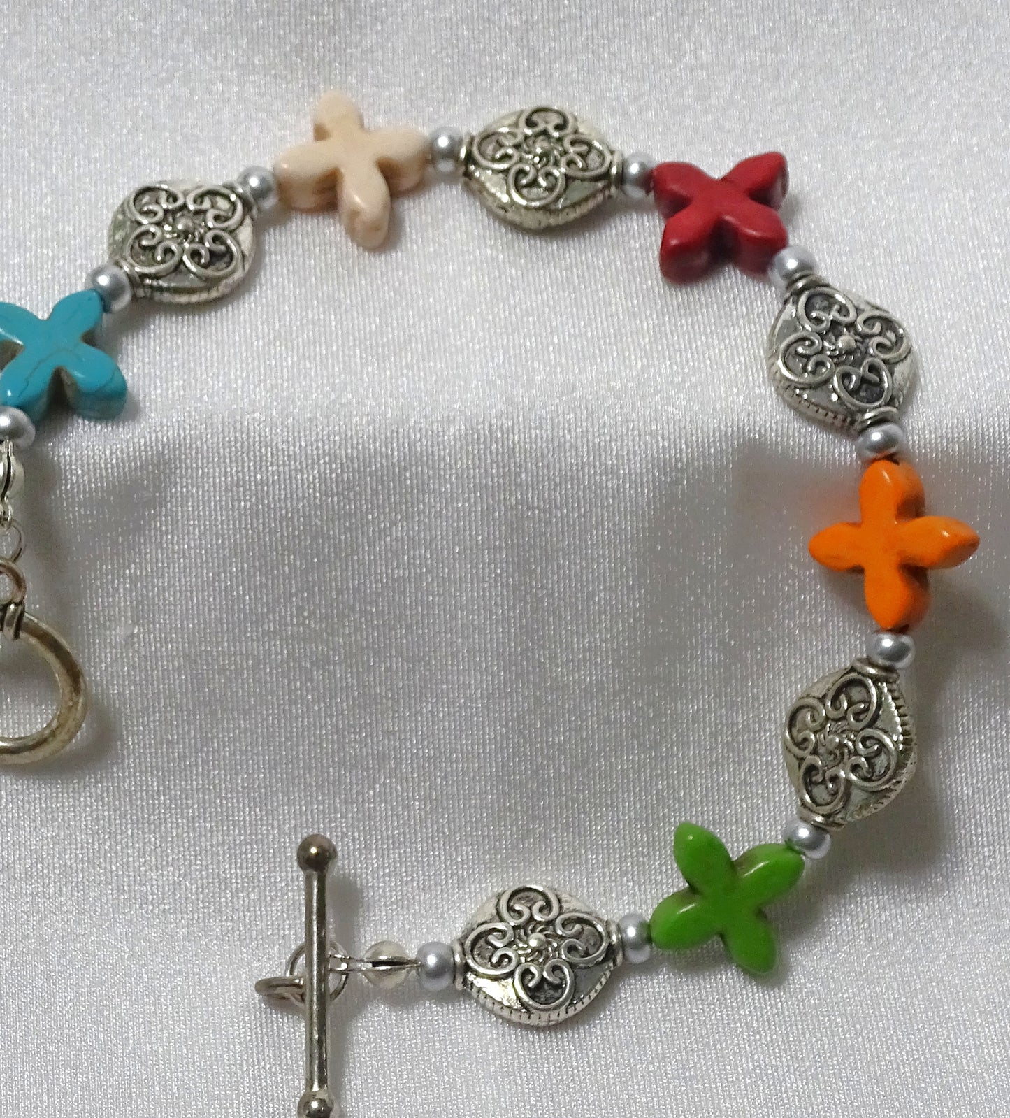 Multi-color Magnesite Stone Cross Bracelet