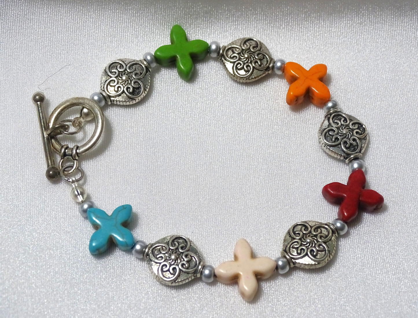 Multi-color Magnesite Stone Cross Bracelet