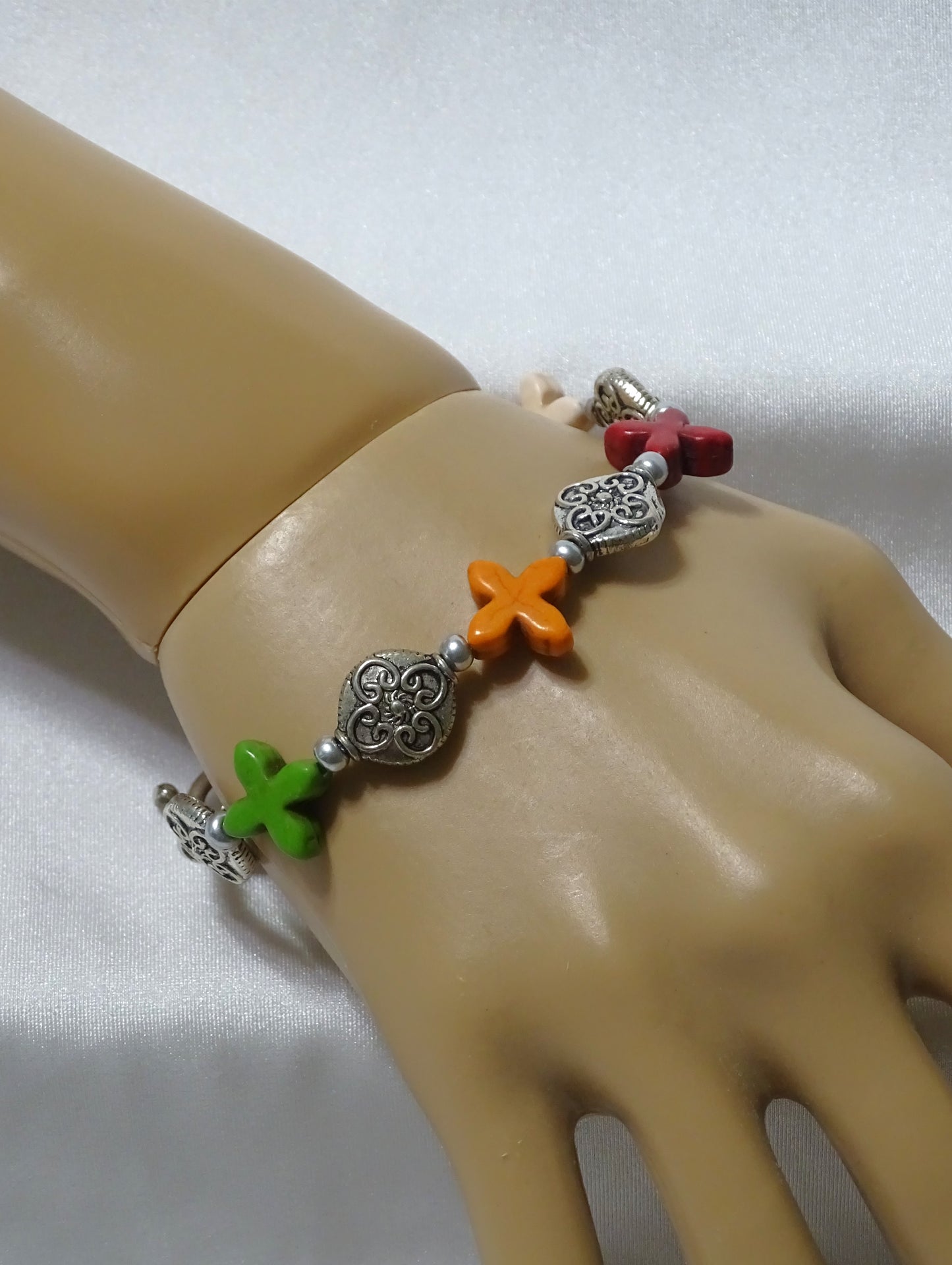 Multi-color Magnesite Stone Cross Bracelet